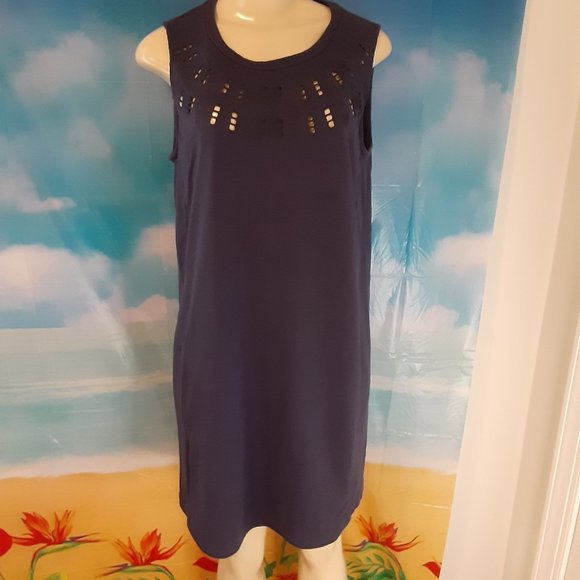 Old Navy sleeveless sweatshirt dress w cut outs blue size medium - Picture 3 of 12